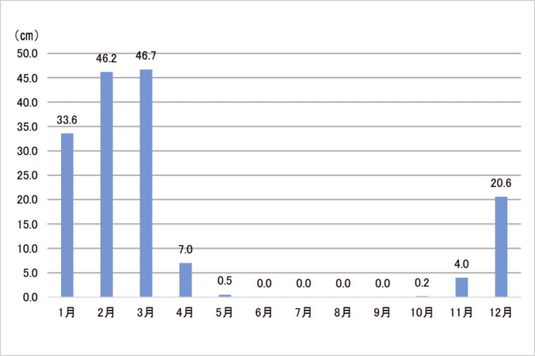 月別最深積雪量のグラフ